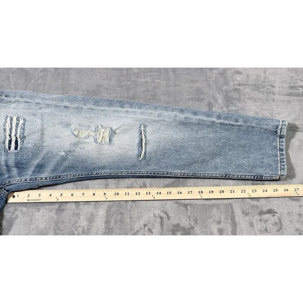 Cabbeen Distressed Jeans 28x27 Blue Denim Y2K Grunge Streetwear Taper FZT 81006